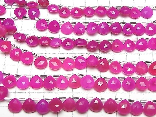 Fuchsia Pink Chalcedon AAA- Kastanie facettierte Briolette 10x10mm halb oder 1 Strang (18Stück)