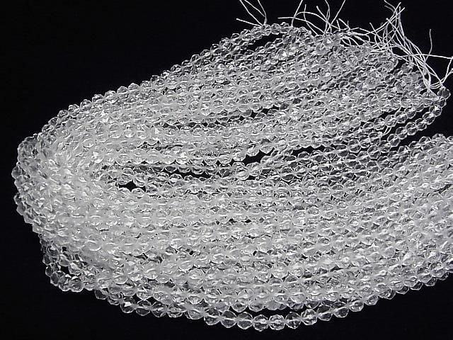 Crystal (Synthetic Quartz) AAA Star Faceted Round 6mm 1strand beads (approx. 15 inches/37 cm) High Quality!