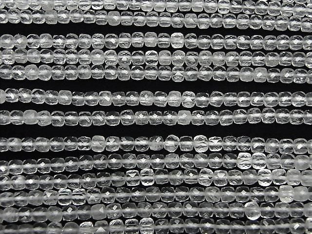 Hochwertig! Kristall AA++ Würfelform 4x4x4mm halb oder 1Strang Perlen (ca. 15 Zoll/37 cm)