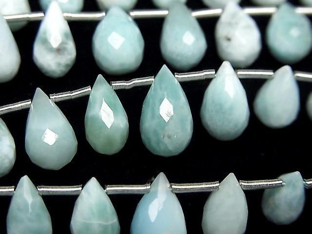 Larimar Pektolith AA++ Tropfen Facettiert Briolette halb oder 1Strang Perlen (26Stück)