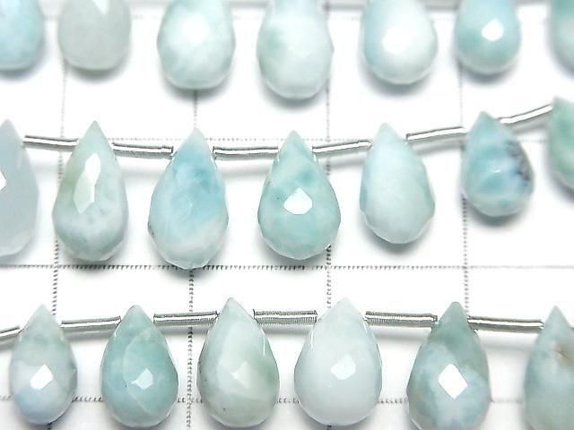 Larimar Pektolith AA++ Tropfen Facettiert Briolette halb oder 1Strang Perlen (26Stück)