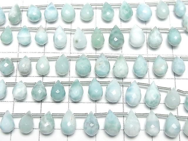 Larimar Pektolith AA++ Tropfen Facettiert Briolette halb oder 1Strang Perlen (26Stück)