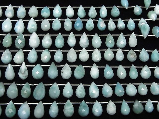 Larimar Pektolith AA++ Tropfen Facettiert Briolette halb oder 1Strang Perlen (26Stück)