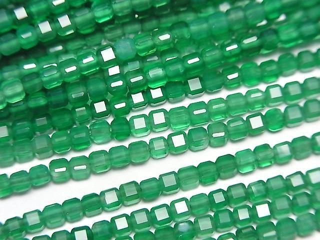 Hochwertig! Grüner Onyx AAA Würfelform 2x2x2mm 1Strang Perlen (ca. 15 Zoll/37 cm)