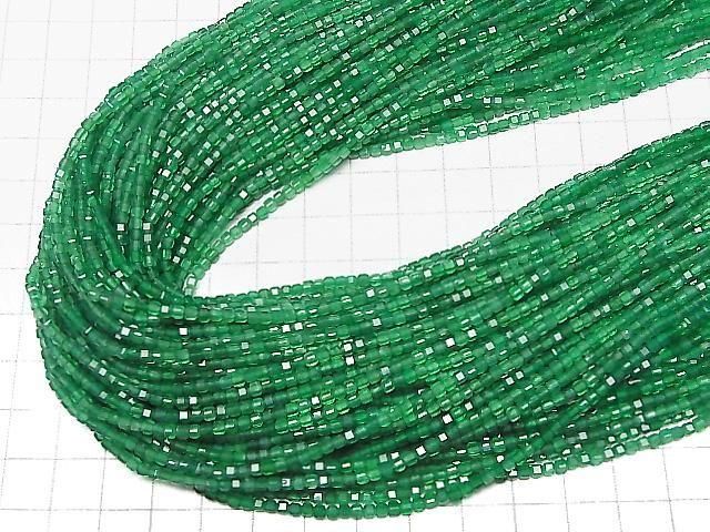 Hochwertig! Grüner Onyx AAA Würfelform 2x2x2mm 1Strang Perlen (ca. 15 Zoll/37 cm)
