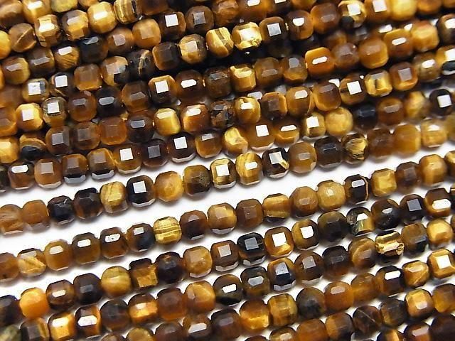 Hochwertig! Gelber Tigerauge AA++ Würfelform 2x2x2mm 1Strang Perlen (ca. 15 Zoll/37 cm)