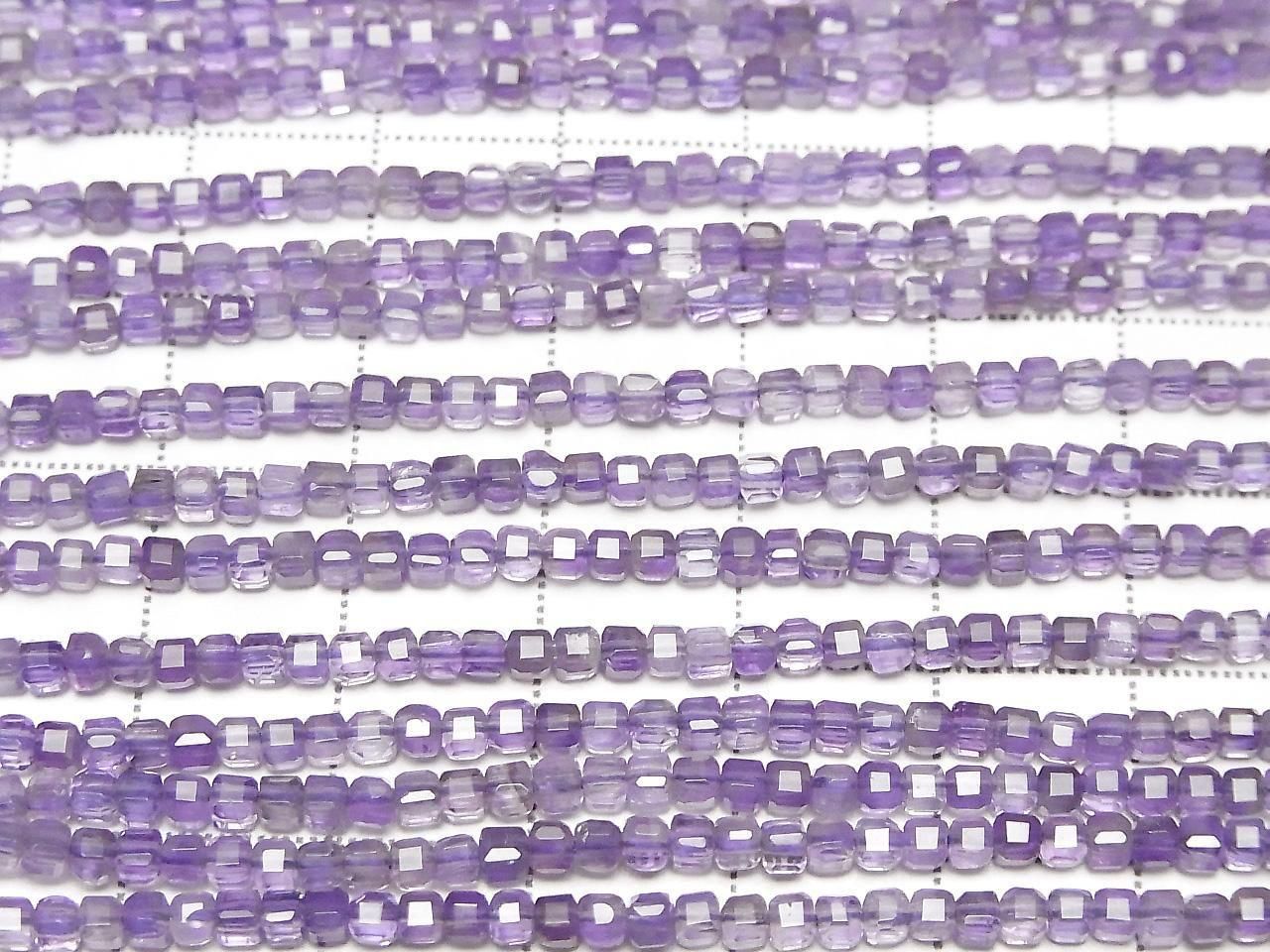 Haute Qualité ! Améthyste Couleur Claire AA+ Forme Cube 2x2x2mm 1 fil de Perles (environ 15 pouces/37 cm)