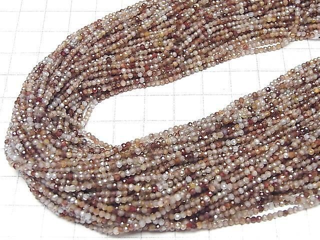 Hochwertig! Natürlicher Brauner Zirkon AAA- Facettierte Rund 2mm 1Strang Perlen (ca. 15 Zoll/37 cm)