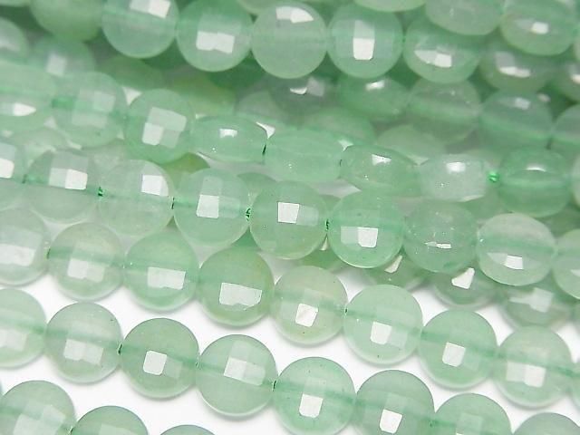 Hochwertig! Grüner Aventurin facettierte Münze 6x6x3.5mm 1strang Perlen (ca. 15 Zoll/37 cm)