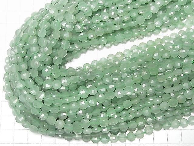 Hochwertig! Grüner Aventurin facettierte Münze 6x6x3.5mm 1strang Perlen (ca. 15 Zoll/37 cm)