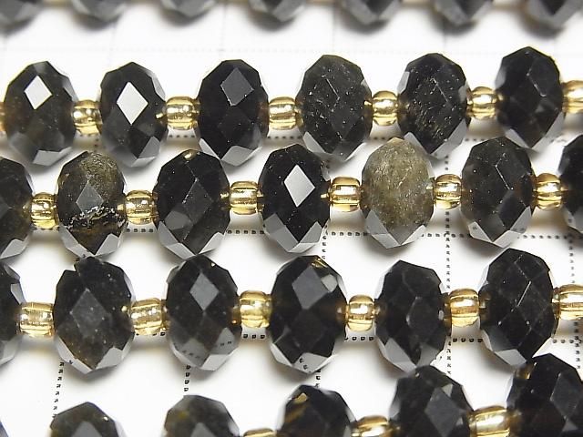 Hochwertig! Goldener Obsidian AAA- facettierte Knopf-Rondelle 9x9x6mm 1strang Perlen (ca. 15 Zoll/36 cm)