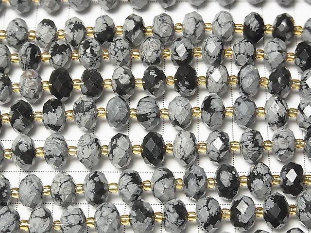 Hochwertig! Schneeflocken-Obsidian facettierte Knopf-Rondelle 10x10x6.5mm halb oder 1strang Perlen (ca. 15 Zoll/36 cm)