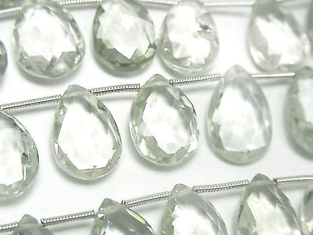 Hochwertig! Grüner Amethyst AAA Tropfenform facettierte Briolette 1 strang (18 Stück)