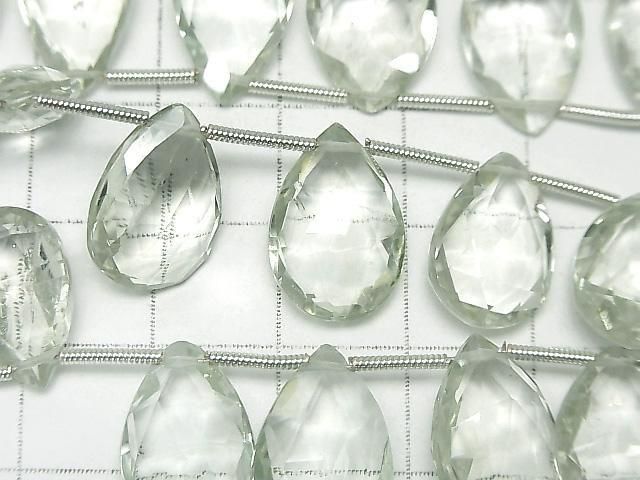 Hochwertig! Grüner Amethyst AAA Tropfenform facettierte Briolette 1 strang (18 Stück)