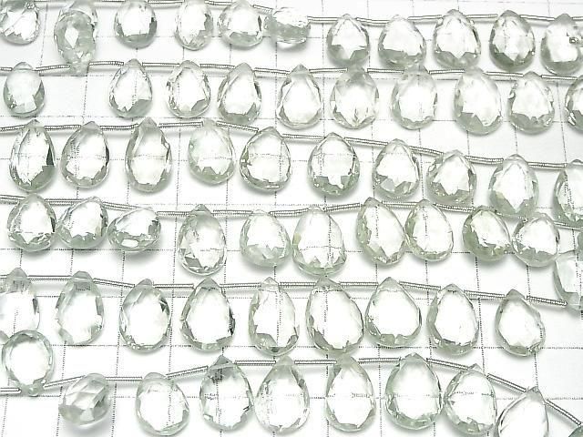 Hochwertig! Grüner Amethyst AAA Tropfenform facettierte Briolette 1 strang (18 Stück)