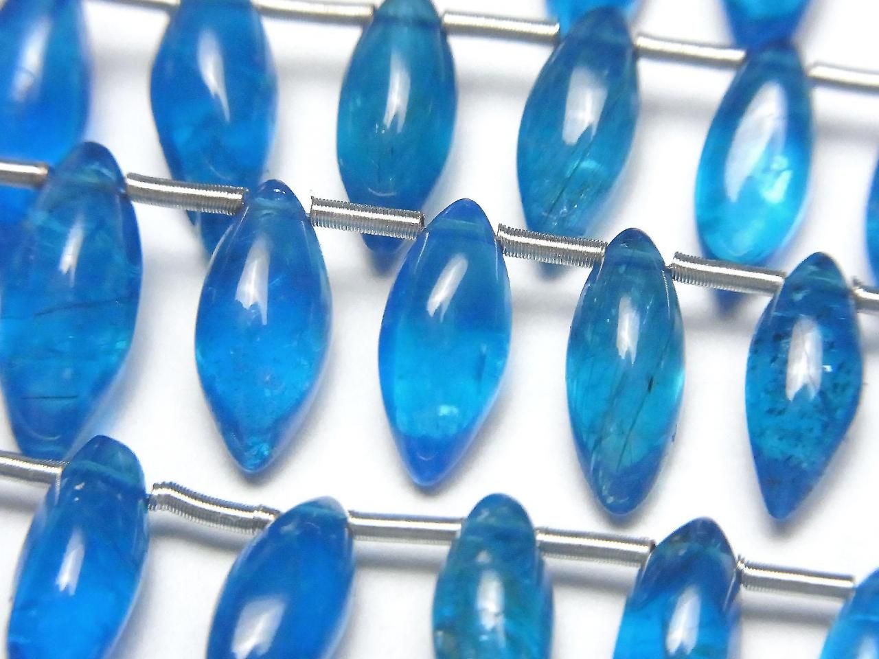 Neon blue Apatite AAA - Marquise Rice (Smooth) half or 1 strand beads (approx. 7 inches/18 cm)