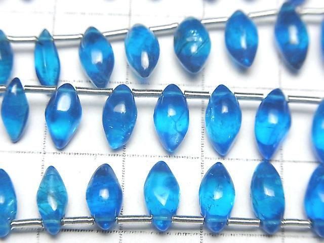 Neonblauer Apatit AAA- Marquise-Reis (glatt) halbe oder 1 Strang Perlen (ca. 7 Zoll/18 cm)