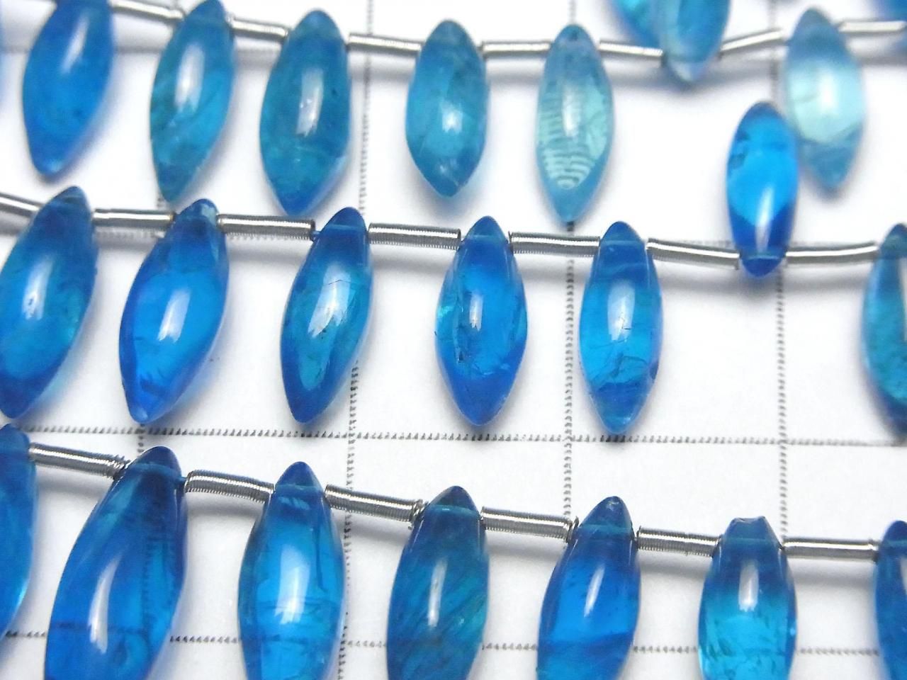 Neon blue Apatite AAA - Marquise Rice (Smooth) half or 1 strand beads (approx. 7 inches/18 cm)