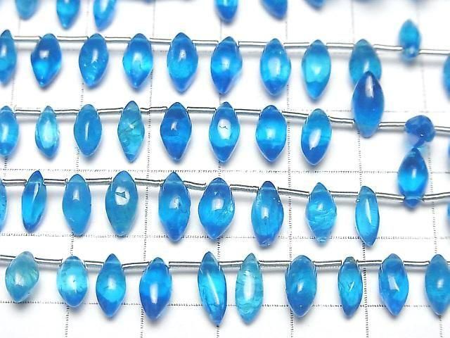 Neonblauer Apatit AAA- Marquise-Reis (glatt) halbe oder 1 Strang Perlen (ca. 7 Zoll/18 cm)