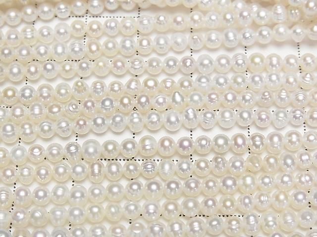 Süßwasserperle AA Kartoffel 3.5mm Weiß 1 Strang Perlen (ca. 15 Zoll/36 cm)