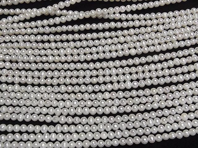 Süßwasserperle AA Kartoffel 3.5mm Weiß 1 Strang Perlen (ca. 15 Zoll/36 cm)
