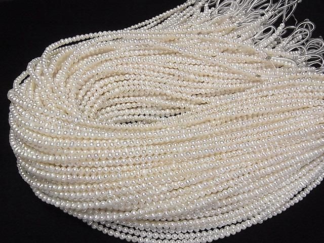Süßwasserperle AA Kartoffel 3.5mm Weiß 1 Strang Perlen (ca. 15 Zoll/36 cm)