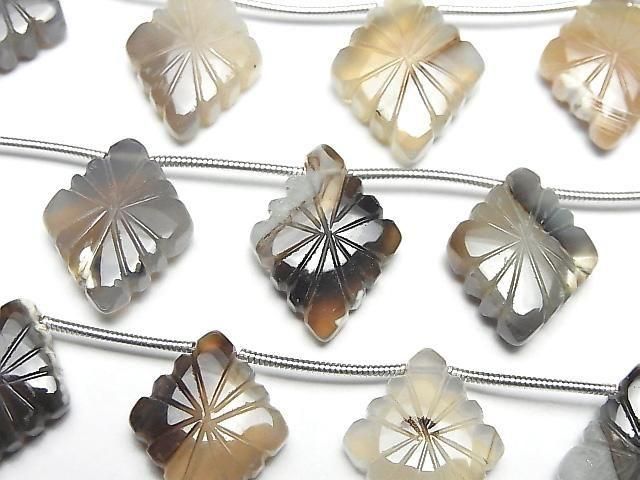 Montana Moss Agate AA++ Rosette Carving 1strand beads (8pcs)