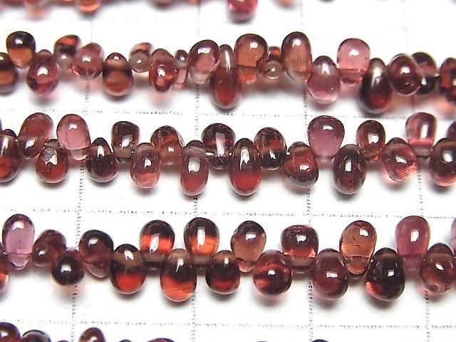 Hochwertiger Mosambik Granat AAA- Tropfen (glatt) 1 Strang Perlen (ca. 18 cm)
