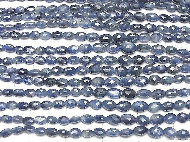 Hochwertiger blauer Saphir AA++ facettierte ovale halb oder 1 Strang Perlen (ca. 18 cm)