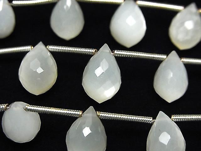 Hochwertiger weißer Mondstein AA++ Marquise Reis facettierte Briolette 1 Strang Perlen (8 Stück)