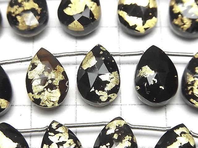 Onyx x Kristall AAA Birnenform facettierte Briolette 1 Strang (6 Stück)