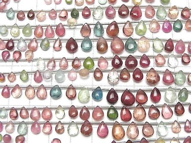 Hochwertiger Multicolor Turmalin AA++ Birnenform (glatt) Halb- oder 1 Strang Perlen (ca. 7 Zoll/18 cm)