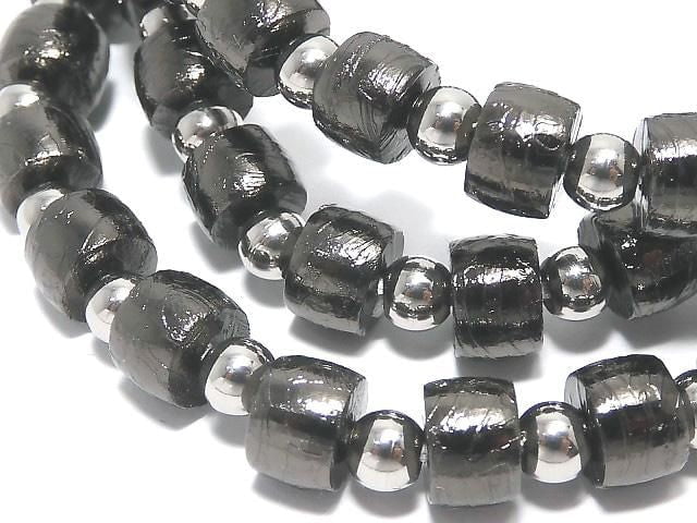 Meteoriten (Altai Meteoriten) Rondelle 6x6x4mm Schwarzes Armband