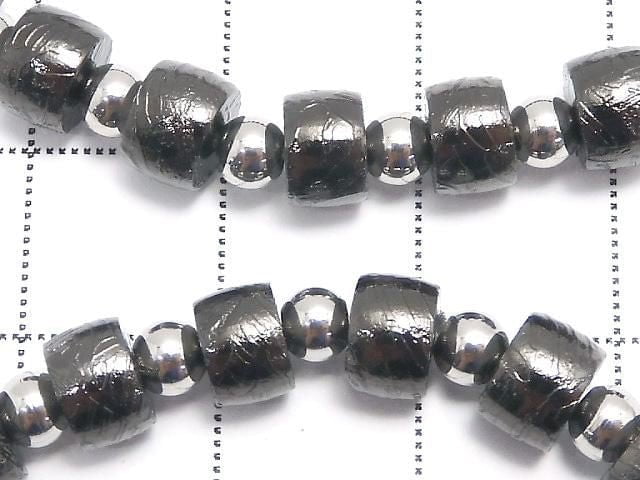 Meteoriten (Altai Meteoriten) Rondelle 6x6x4mm Schwarzes Armband