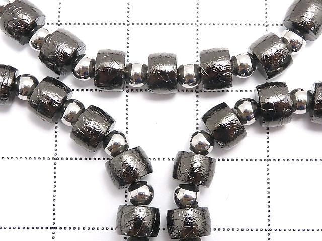 Meteoriten (Altai Meteoriten) Rondelle 6x6x4mm Schwarzes Armband