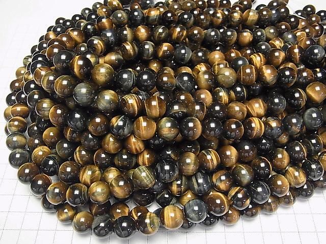 Mix Tigerauge AAA- Rund 12mm halb oder 1 Strang Perlen (ca. 15 Zoll/37 cm)
