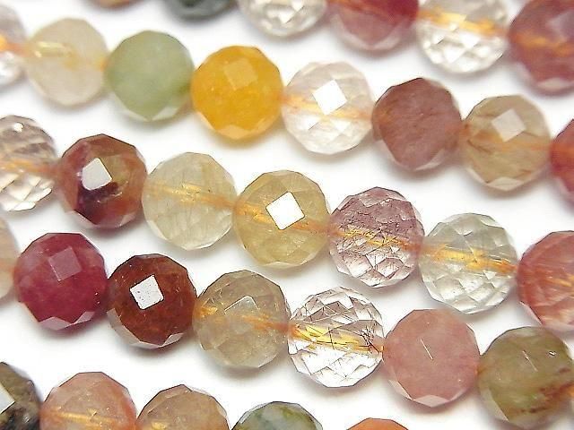 High Quality! Multicolor Rutilated Quartz AA++ 64 Faceted Round 8mm Half or 1strand beads (approx. 15 inches/38 cm)