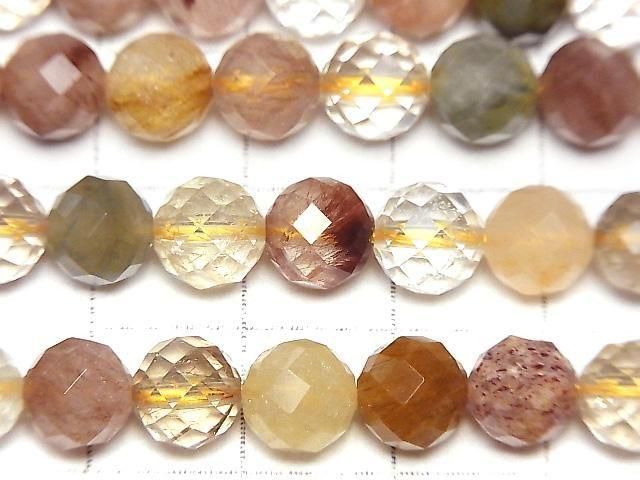 High Quality! Multicolor Rutilated Quartz AA++ 64 Faceted Round 8mm Half or 1strand beads (approx. 15 inches/38 cm)