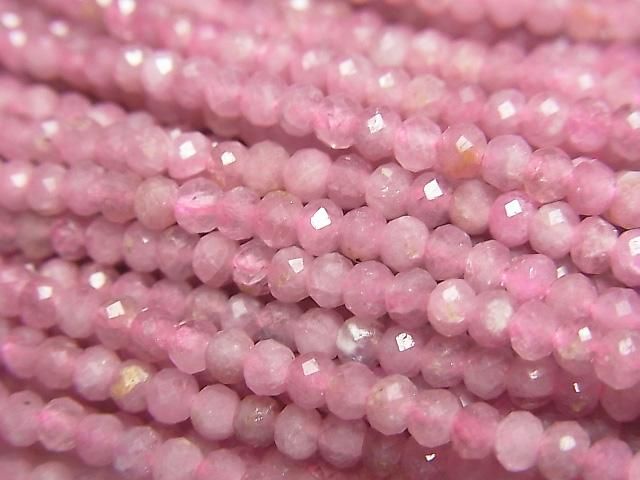 Hochwertig! Rosa Turmalin AA++ facettierte Knopf-Rondelle 3x3x2mm 1 Strang Perlen (ca. 15 Zoll/37 cm)