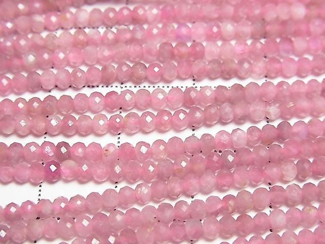 Hochwertig! Rosa Turmalin AA++ facettierte Knopf-Rondelle 3x3x2mm 1 Strang Perlen (ca. 15 Zoll/37 cm)