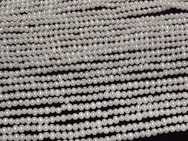 Süßwasserperle AA++ Kartoffel 3,5mm Weiß 1Strang Perlen (ca. 15 Zoll/37 cm)