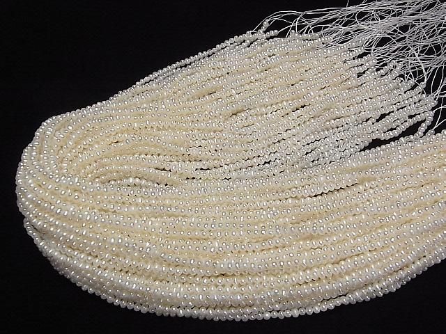Süßwasserperle AA++ Kartoffel 3,5mm Weiß 1Strang Perlen (ca. 15 Zoll/37 cm)