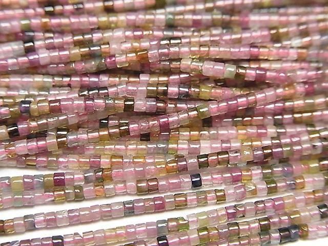 Multicolor Turmalin AA++ Tube (Heishi) 1,5x1,5x1mm 1 Strang Perlen (ca. 15 Zoll/37 cm)