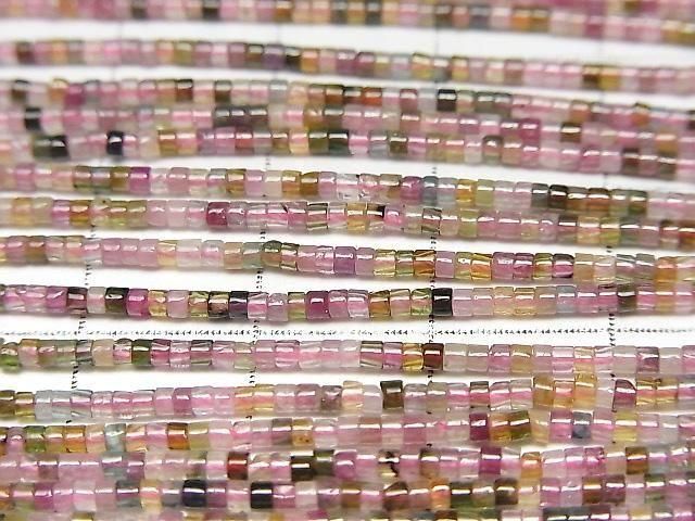 Multicolor Turmalin AA++ Tube (Heishi) 1,5x1,5x1mm 1 Strang Perlen (ca. 15 Zoll/37 cm)