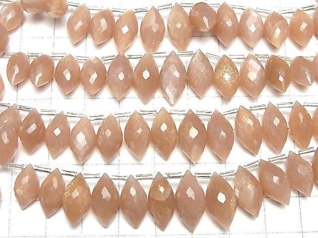 Hochwertiger orange Mondstein AAA- Marquise Reis Facettiert Briolette Halb- oder 1 Strang Perle (ca. 7 Zoll/17 cm)