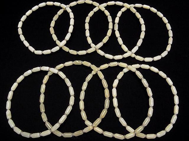 Baltisches Bernstein Reis 8x4x4mm Milchig Weiß Armband