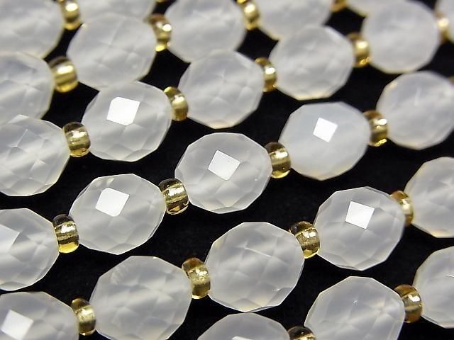 Hochwertig! Weißer Chalcedon Facettierter Reis 8x6x6mm 1strang Perlen (ca. 15 Zoll/36 cm)