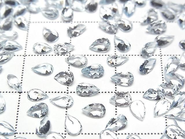 Hochwertiger Aquamarin AAA Lose Stein Birnenform facettiert 5x3mm 4 Stück