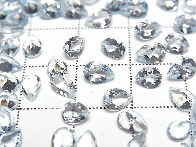 Hochwertiger Aquamarin AAA Lose Stein Birnenform facettiert 6x4mm 3 Stück
