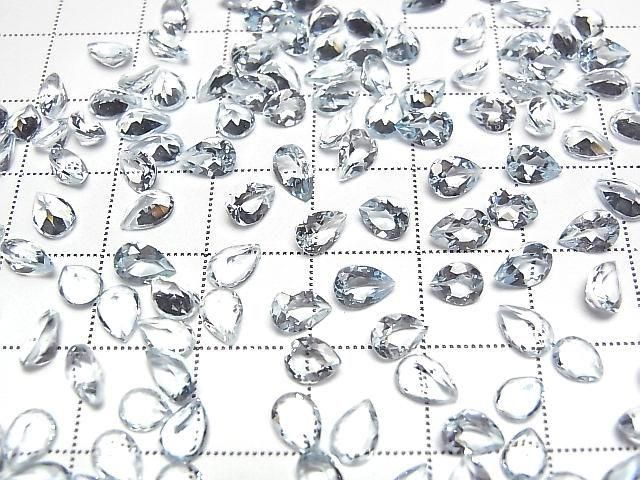 Hochwertiger Aquamarin AAA Lose Stein Birnenform facettiert 6x4mm 3 Stück